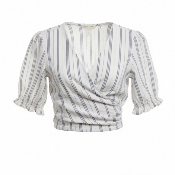 Abercrombie & Fitch Tops - Abercrombie & Fitch Striped Wrap Blouse - White and Gray